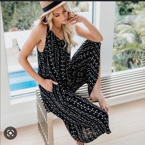 Vici Black Printed Halter Jumpsuit